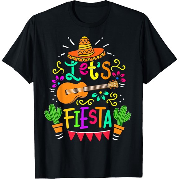 Cinco De Mayo Mexican Guitar Cactus for Men Women Boys Girls T-Shirt