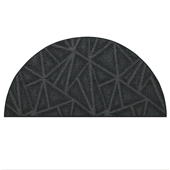 Furnish My Place Indoor Floor Rug - 18" x 36" Half Round, Dark Gray, Geometrical Print, Customized Area Rug for Bedrooms, Hallways, Living Rooms