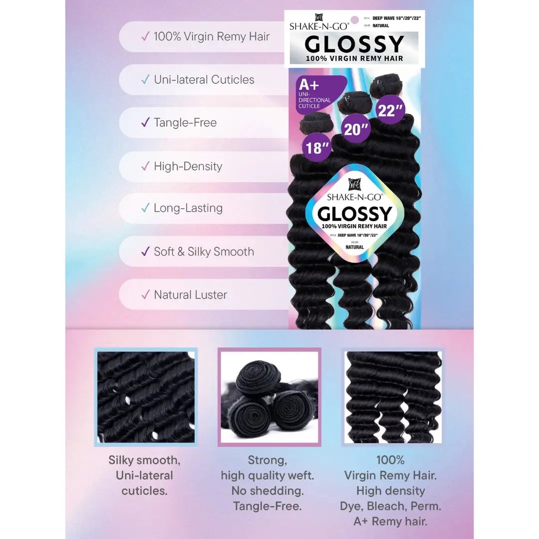 Shake N Go Glossy 100% Virgin Remy Hair Weave - DEEP WAVE