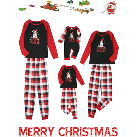 

Licupiee Family Christmas Pajamas Matching Set Santa Claus Pjs Dad Mom Teen Sleepwear Tee Striped Plaid Pants Pyjamas Outfits