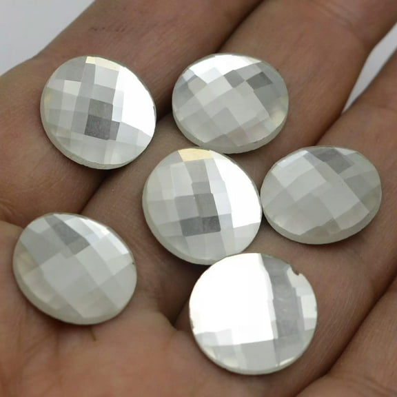 U8MO 25 Clear Faceted Round Flatback Glass Crystal Rhinestone Gems 16mm No Hole