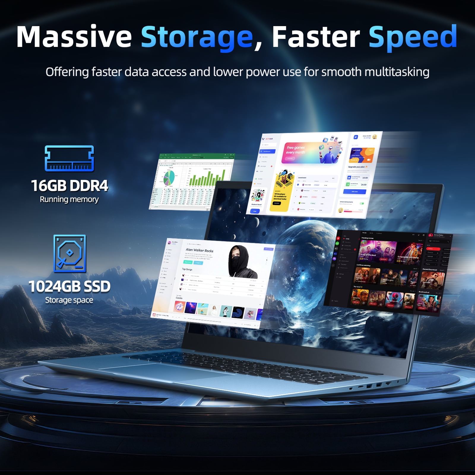 SGIN 15.6" Laptop Windows 11, 16GB DDR4 1024GB SSD Laptops Computer - 4 Core Intel Celeron, 1920*1080 FHD IPS Screen, Wifi 6, BT 5.2
