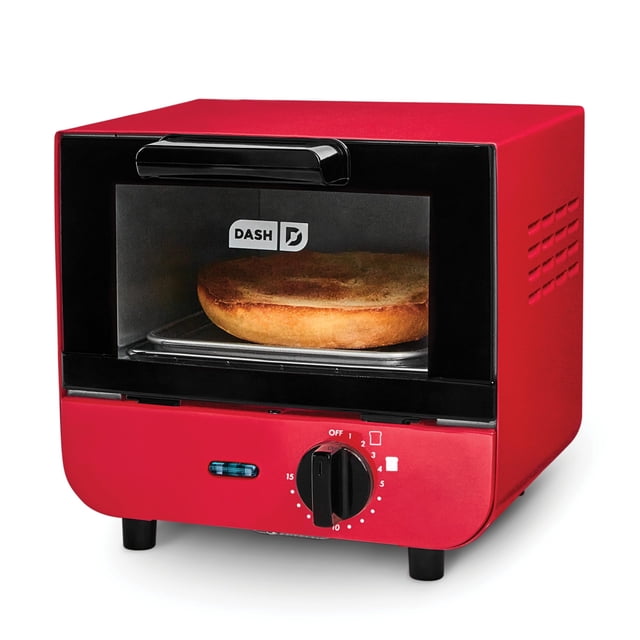 Dash Mini Toaster Oven - Sleek & Stylish - For Creative Homemade Treats - Compact, Space-Saving Design - adjustable temperature dial - Removable Baki