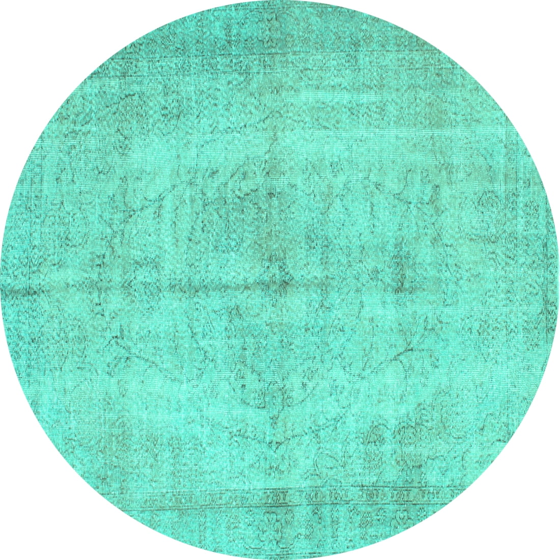 Ahgly Company Indoor Round Abstract Turquoise Blue Contemporary Area ...