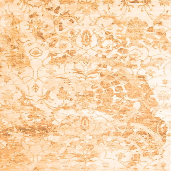 Ahgly Company Indoor Square Abstract Orange Contemporary Area Rugs, 3' Square