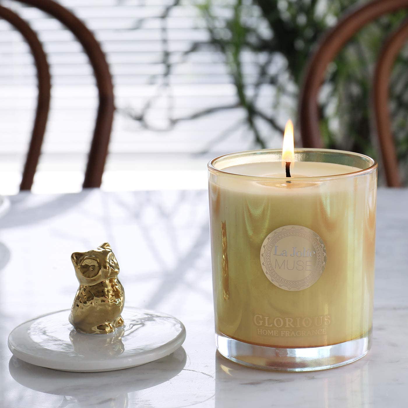 60 Hours Long Burning LA JOLIE MUSE Rose Floral Scented Candle 240G Candle for Home 100% Natural Wax Christmas Candle Gift Cute Squirrel Decorative Glass Candle 