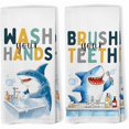 thumbnail image 1 of wonima44 Coastal Beach Shark Kids Hand Towels Set of 2, Funny Ocean Marine Shark Decorative Hand Towel for Bathroom, Coastal Beach Kids Boys Bathroom Decor, 16x24 Inch, 1 of 1