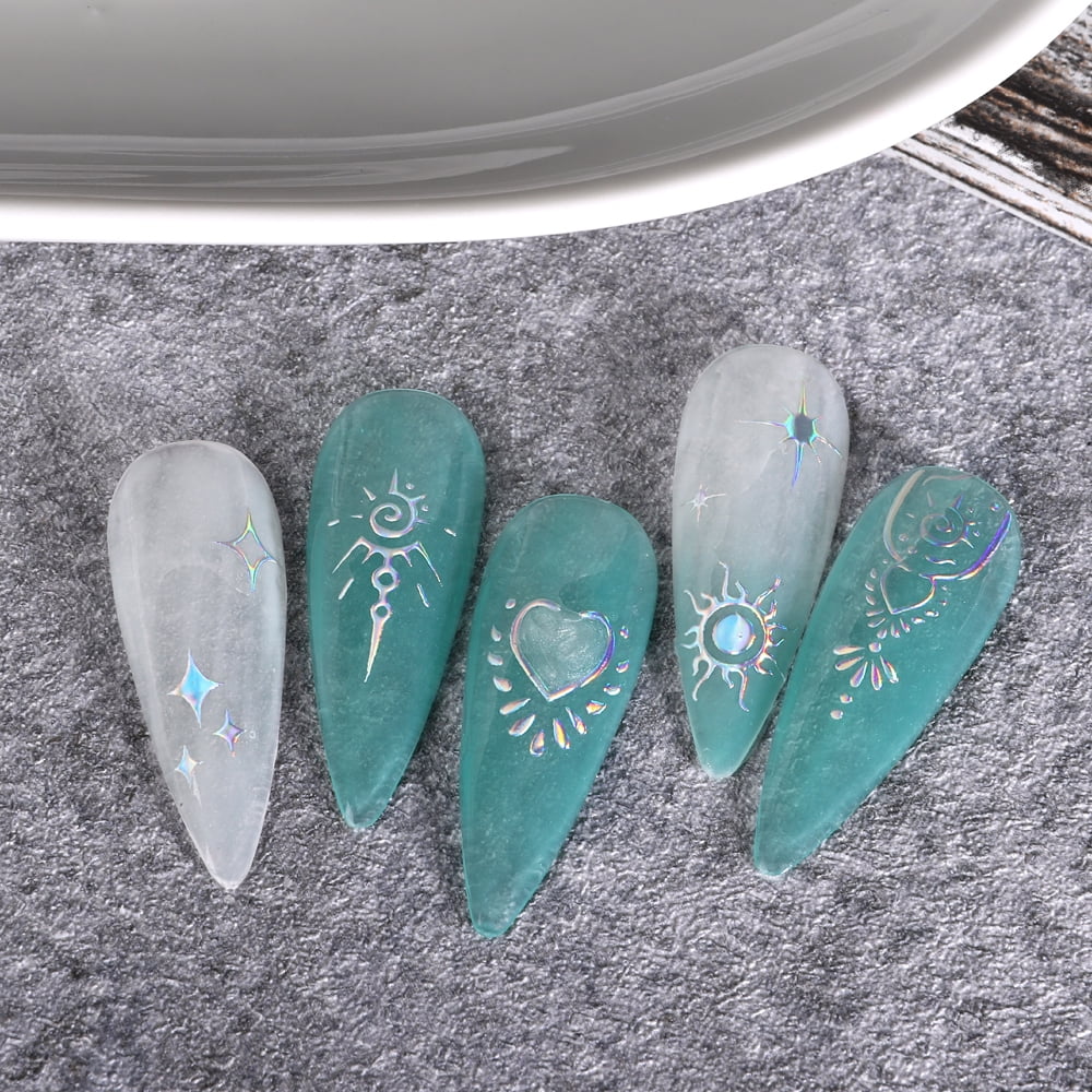 7 Bögen Leuchtende Nagelaufkleber – Glow In The Dark Sterne, Mond & Planeten