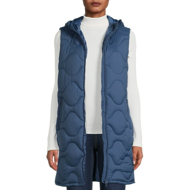 Swiss Tech Women's Long Onion Quilted Vest with Hood