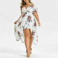 thumbnail image 3 of TIMIFIS Summer Women's Short Sleeve Floral High Low V Neck Flowy Cocktail Party Skate Dress, 3 of 5