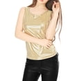 thumbnail image 2 of Día de San Patricio Camiseta Sin Mangas Con Cuello En U, Elástico, Ajustado, Brillante Y Metálico Brillante Para Mujer Oro M, 2 of 6