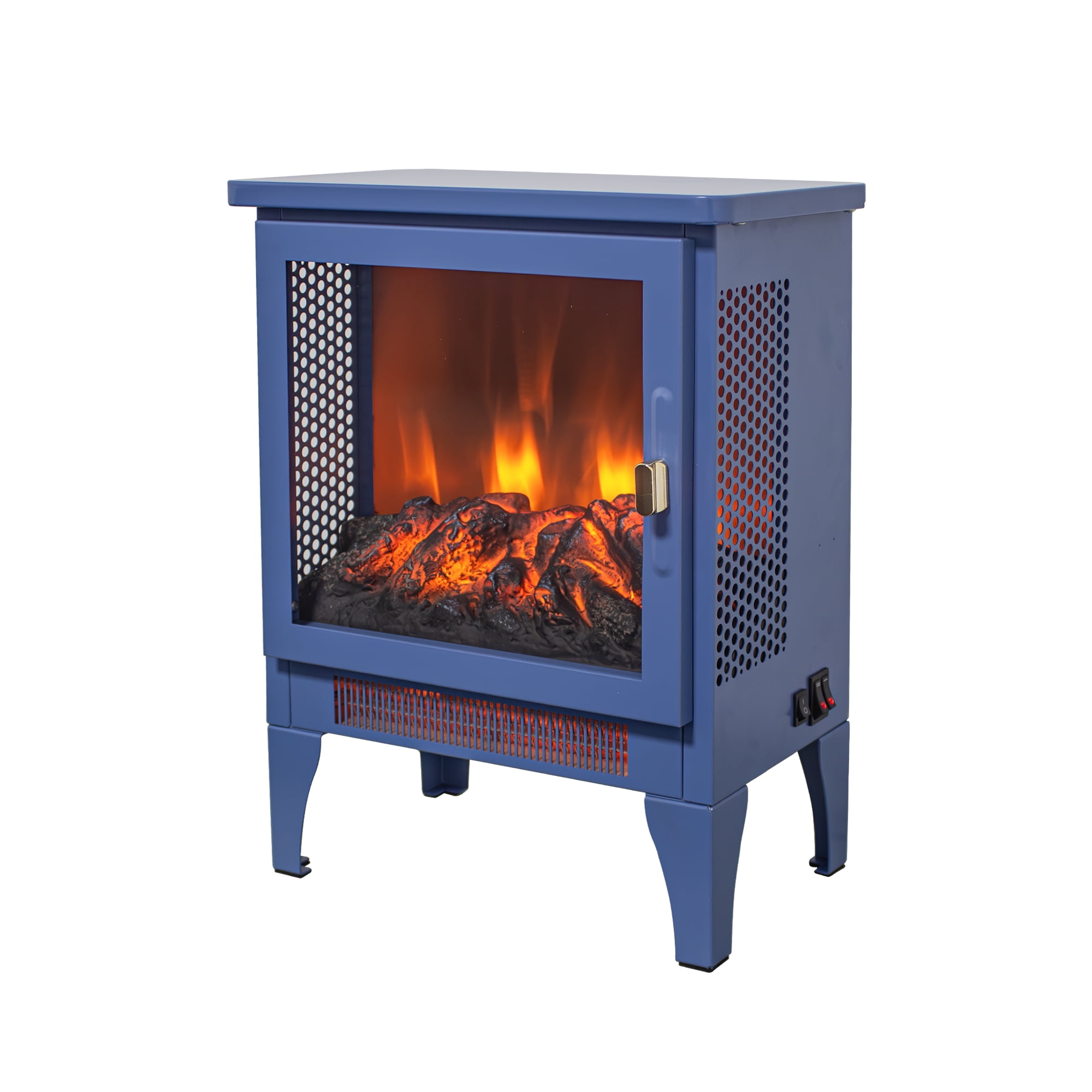 Indoor Fireplaces 17 inch Freestanding Electric Fireplace Stove heater with 3D Flame effect,Classic Blue,Gas Indoor Fireplaces