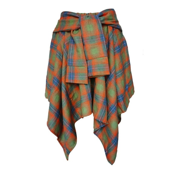 Aayomet Pleated Skirt Women's Fold Pleated Asymmetrical Split Thigh High Waist Midi Ruched Skirt,Orange S