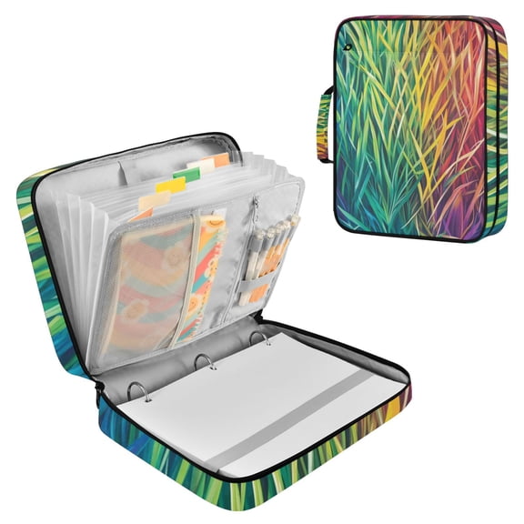 Rainbow Grass Accordion File Organizer Expanding File Folder 3-Ring Binder Bag 500 Sheets A4 Size