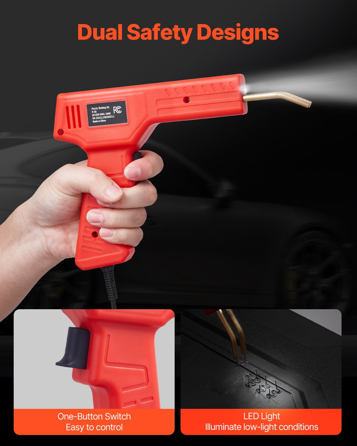 VEVOR Plastic Welder Kit Deluxe,100W Plastic Welding Gun + 60 W/100W Soldering Iron,Professional Plastic Repair Welding Tool with 1000PCS Hot Staples & 60 Rods for Car Bumper Kayak Electronics Toys