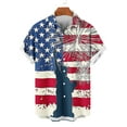 thumbnail image 3 of Jinhomg Mens Stars And Stripes Shirt Big And Tall Short Sleeve Button Down Shirts Casual Comfy American Flag Print Beach Tops Summer Vacation Outfit Red M, 3 of 7