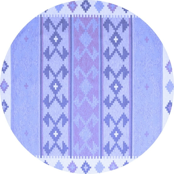 Ahgly Company Indoor Round Abstract Blue Contemporary Area Rugs, 5' Round