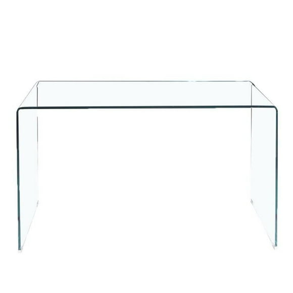 Heavenly Collection Glass Large Console in Clear, Clear Glass Large Console, Un-tempered Glass Large Console, Bent Glass Large Console, Waterfall Large Console, Glass Large Console Table