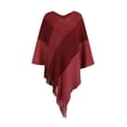 thumbnail image 1 of Tops chal de capa de borla de rayas contrastantes de Otoño Invierno para mujer, 1 of 4