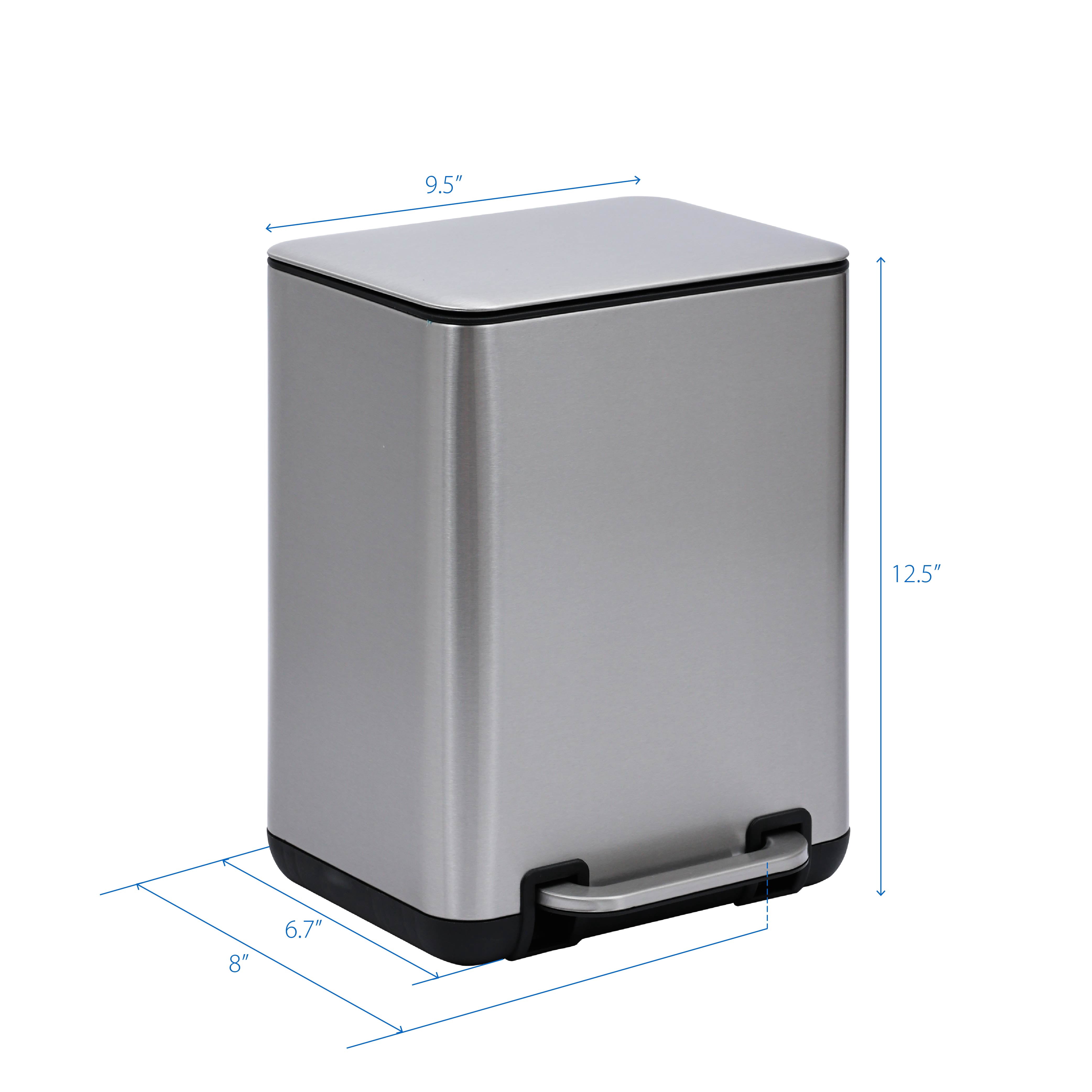 SunnyPoint 6 Liter / 1.58 Gallon Trash Can with Plastic Inner Buckets; Rectangle Bathroom, Office, Kitchen, and Bedroom Step On and Slow Close (S.N)