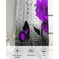 thumbnail image 6 of Purple Rose Sheer Curtains 39 Inch Length 2 Panels Set for Living Room/Bedroom, Raindrops Floral Butterfly Abstract Grey Art Kitchen Curtains Grommet Semi-Sheer Curtains Window Treatments 27.5"x39"x2, 6 of 7