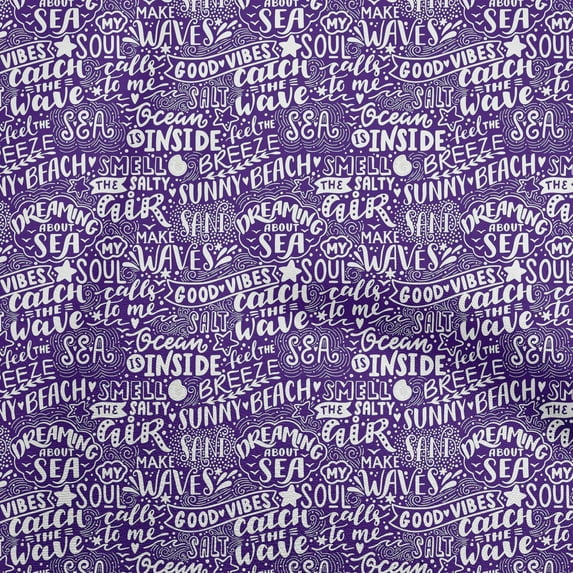 oneOone Cotton Jersey Purplish Blue Fabric Writing Text Quilting Supplies Print Sewing Fabric By The Yard 58 Inch Wide