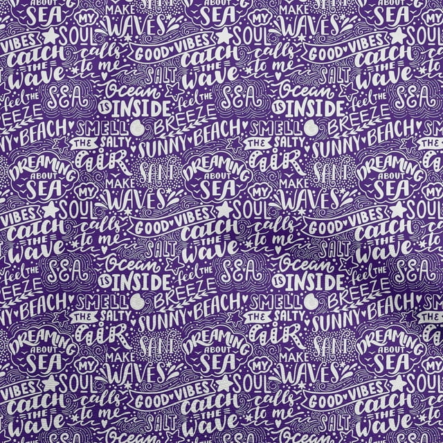 oneOone Viscose Chiffon Purplish Blue Fabric Writing Text Sewing Craft Projects Fabric Prints By Yard 42 Inch Wide