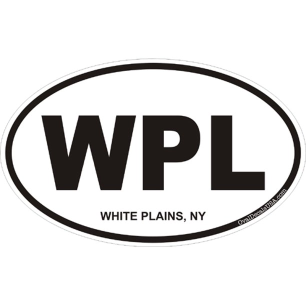3.8 Inch White Plains New York Oval Decal