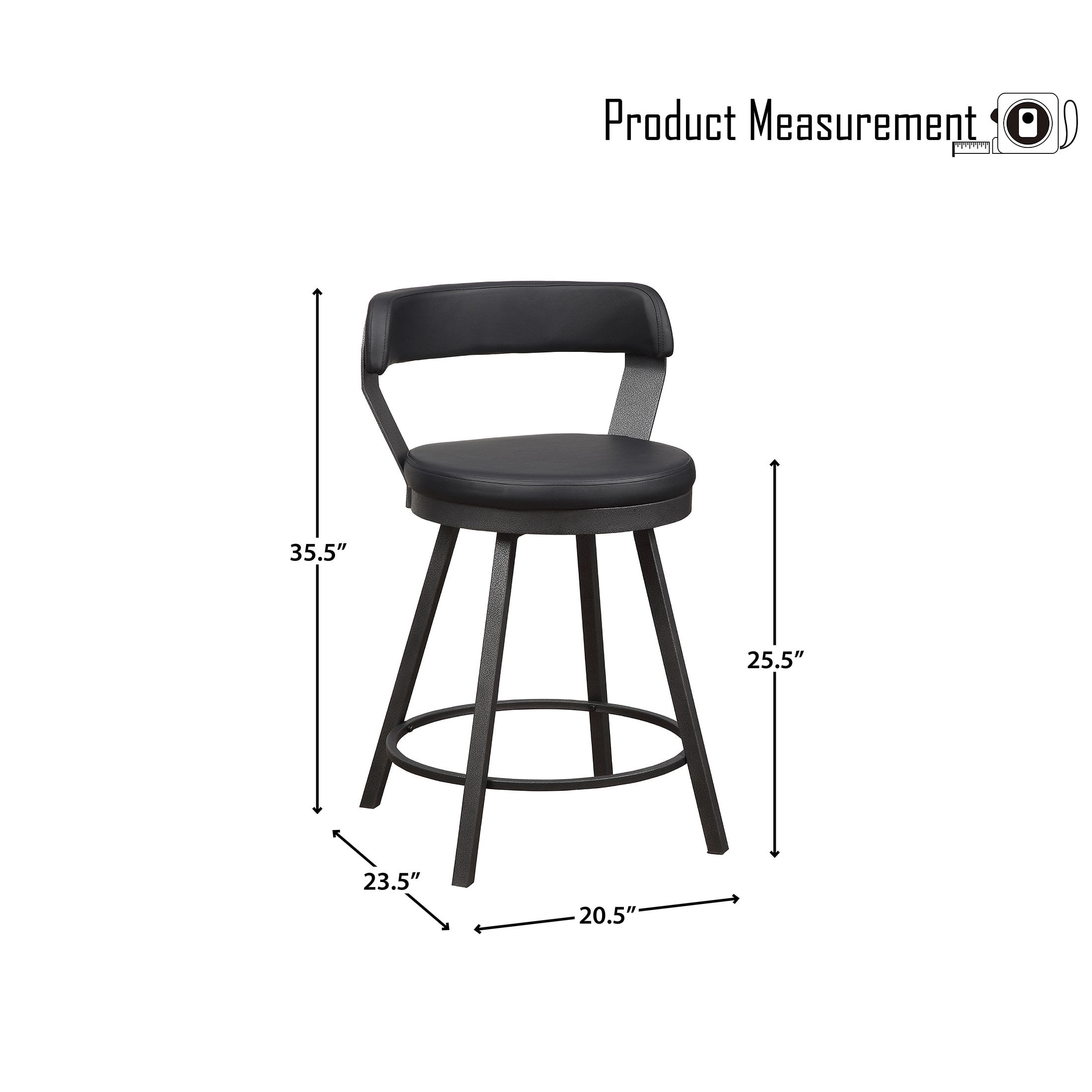 OakvillePark Belmar Swivel Counter Height Barstool (Set of 2), Black