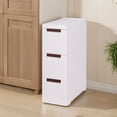 thumbnail image 2 of VECELO 3 Drawers Small Bathroom Stackable Storage Cabinet Floor Side Cabinet, Freestanding Moveable Plastic Narrow Lim Corner Slide Out Drawer Storage, For Bedroom Kitchen, White, 2 of 10
