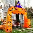 thumbnail image 4 of Costway 10.4 x 11.6 ft LED Lighted Halloween Inflatable Pumpkin Archway w/ Curtain Indoor Outdoor Blow up Holiday Decoration w/ Stakes & Water Bags, 4 of 10