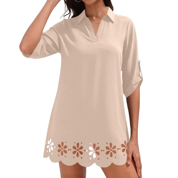 TaTaai Womens Cover Up Short Sleeve V Neck Button Front Sheer Burnout Mesh Beach Dress for Swimsuit Vacation Gift
