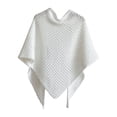 thumbnail image 4 of Gpaecead Cape Triangulaire à Découpes - Détail de Boucle en Cuir Motif Filet Col Rond Châle Blanc, 4 of 5