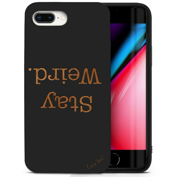 Case Yard Wooden Case for iPhone-8-Plus Soft TPU Silicone cover Slim Fit Shockproof Wood Protective Phone Cover for Girls Boys Men and Women Supports Wireless Charging Stay Weird Design