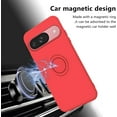 thumbnail image 5 of Compatible with Google Pixel 9 Case with Ring Kickstand Green, Google Pixel 9 Phone Case Silicone Liquid with Soft Microfiber Lining Slim Shockproof Protective Cover (Red), 5 of 14