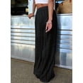 thumbnail image 6 of Women Wide Leg Trousers Embroidered Lace Eyelet Baggy Pants Dressy Trendy Beach Palazzo Pants Black S, 6 of 9