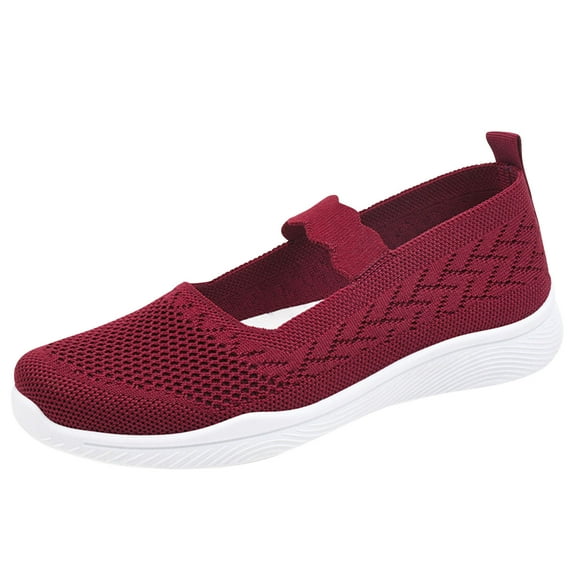 Holiday Savings Deals! Kukoosong Womens Comfort Shoes Cloth Shoes for Women New Mesh Breathable Comfortable Soft Bottom Non-Slip Flats Flat Shoes Women Red 39