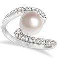 thumbnail image 3 of Bypass Freshwater Cultured Pearl and Diamond Ring 14K W. Gold (8mm), 3 of 6