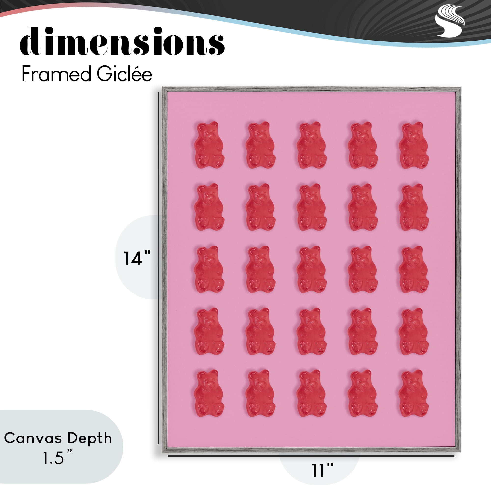 Stupell Industries Red Gummy Bears on Pink Gray Framed Giclee Art, design by LISH Creative