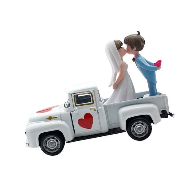 Decoración de camioneta vintage para el Día de San Valentín, modelo de camioneta, escritorio para el hogar con puertas que se abren. Estilo A
