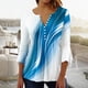 thumbnail image 1 of ICHUANYI Clearance Women‘s Summer Sexy Fold Printed Regular Women 3/4 Sleeves V Neck Button Tops Blouse(White, M) ICHUANYI WER2023080706696, 1 of 5