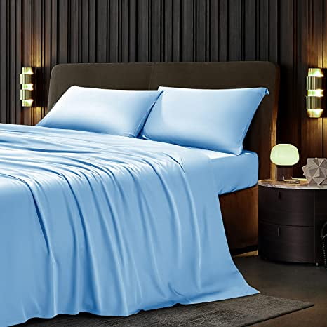 Lianlam 100 Bamboo California King Size Sheets Set 4 Piece Cooling Bed Super Soft Breathable Luxury 16inch Deep Pocket Wrinkle And Hypoallergenic Lake Blue Com Lianlam 100 Bamboo California King, Bamboo King Size Bed Sheets