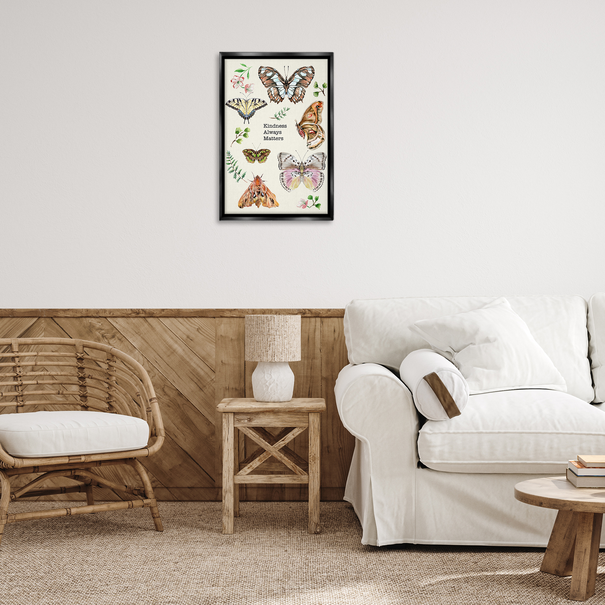 Stupell Industries Kindness Matters Insects Animals & Insects Painting Black Floater Framed Canvas Art Print Wall Art, 17 x 25