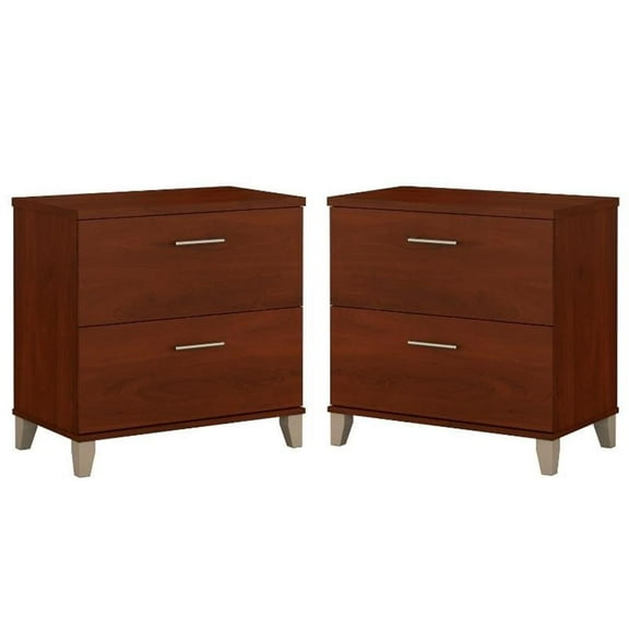 Home Square 2 Piece Wood Lateral Filing Cabinet Set in Hansen Cherry