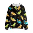 thumbnail image 2 of Chririnla Cute Dinosaur Pattern Fuzzy Zip Up Hoodie for Youth and Boys - Lightweight Athletic Wear with Pockets for Gym Run and Casual, 2 of 7