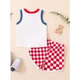 thumbnail image 3 of Bagilaanoe 4th of July Clothes for Toddler Baby Boys Sleeveless Letter Print Tank Tops + Checkerboard Shorts 6M 12M 18M 24M 3T 4T Kids Independence Day Outfits 2pcs Short Pants Set, 3 of 9