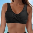 thumbnail image 6 of TOWED22 Bikini Tops for Women Adjustable Laced-up Back Design Swimsuit Top Sexy Twist V Neck Front Push Up Bathing Suit Top Black,L, 6 of 9