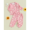 thumbnail image 3 of Bagilaanoe 2PCS  Baby Girl Pants Set Toddler Daisy Print Long Sleeve Sweatshirt Tops +  Sweatpants 6M 12M 18M 24M 3T 4T Kids Casual Sweatsuits, 3 of 9