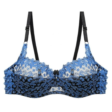 

Ameiqe Plus Size Underwired Comfort Permeable Support Lace Breathable High Quality Lining Bra For Woman(Blue 40c)
