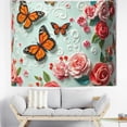 thumbnail image 5 of RKSupls Tapestry Wall Hanging Art, Monarch Butterflies and Pink Roses Cake Hanging Tapestry Decoration for Daily Bedroom, Living Room, Dorm, Apartment Hallway Home Decor,60*50in, 5 of 5